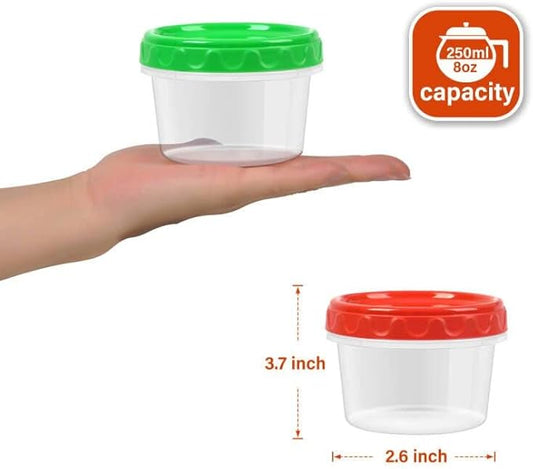 8 oz Small Freezer Containers with Lids Stackable Plastic Food Storage Container 1 Cup Meal Prep Bowls Airtight Dishwasher Safe,6-pack