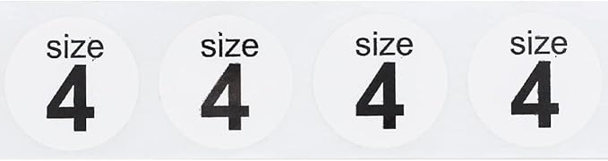 Shoe Size 4 White Stickers - 3/4 Inch Round, 500 Semi-Gloss Adhesive Labels Per Roll for Retail, Footwear Inventory, and Organization - Made in The USA