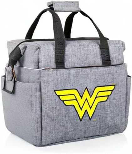 PICNIC TIME DC Comics Wonder Woman On The Go Lunch Bag, Soft Cooler Lunch Box, Insulated Lunch Bag, (Heathered Gray)