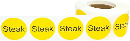 Yellow with Black Steak Circle Dot Adhesive Stickers, 1 Inch Round Labels, 500 Total Stickers