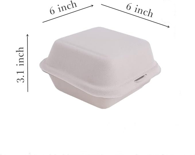 Hand-painted Bento Cake Box 6x6 To Go Containers Compostable Clamshell Take Out Food Containers 50pk Disposable Lunchbox Cake Boxes (Pulp color)