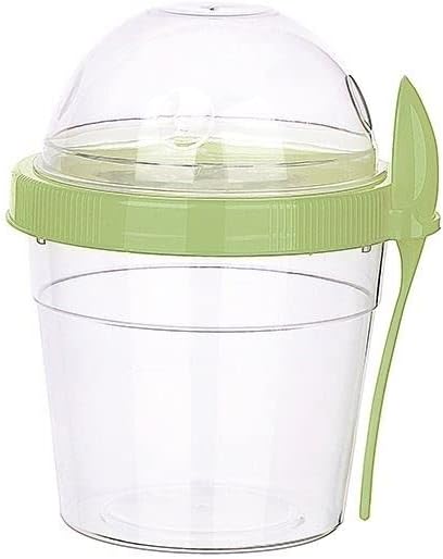 4 Pack 17 oz Small Breakfast On The Go Yogurt Parfait Cups, Reusable Plastic Containers with Lids and Spoons, Perfect Jars for Overnight Oats Cereal Granola Oatmeal (4 Colors - Set 2)