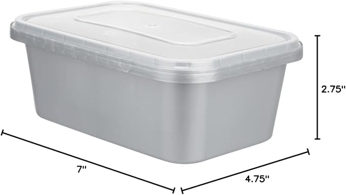 Restaurantware Futura 34.5 Ounce Meal Prep Containers With Lids 100 Tamper-Evident To Go Containers - Microwavable Disposable Silver Plastic Food Containers With Lids For Take Out or Lunches