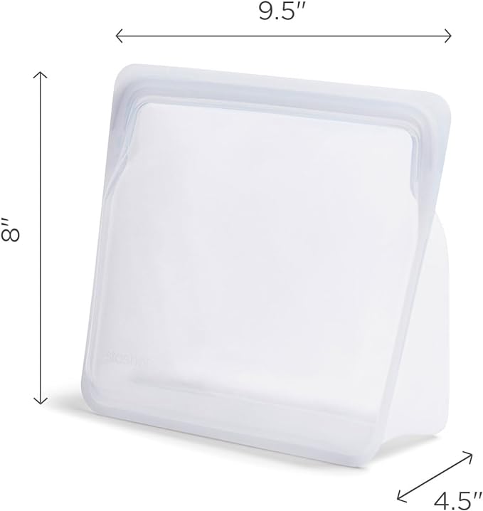 Stasher Premium Silicone Reusable Food Storage Stand-Up Bag Mega, Green, Microwave, Sous Vide, Dishwasher, Oven and Freezer Safe, BPA Free, Leak-free, Eco-friendly, 104 Oz