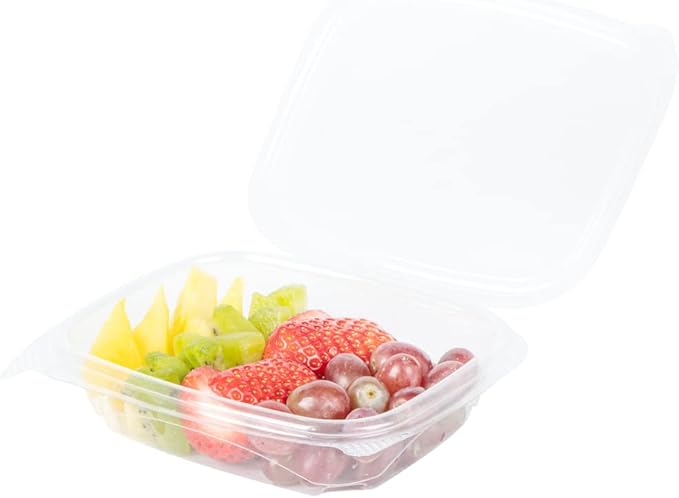 Restaurantware Thermo Tek 8 Ounce Clamshell Containers - Anti-Fog To Go Food Containers - Freezable Rectangle Clear Plastic Food Packaging