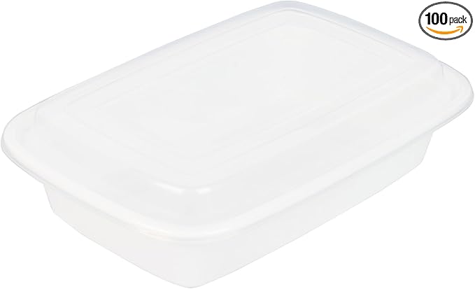 Asporto 24 Ounce Take Out Containers, 100 Food Containers With Lids - Microwavable, Disposable, White Plastic To Go Food Containers, No BPA, For Take Out And Delivery - Restaurantware