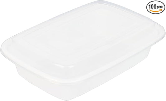 Asporto 24 Ounce Take Out Containers, 100 Food Containers With Lids - Microwavable, Disposable, White Plastic To Go Food Containers, No BPA, For Take Out And Delivery - Restaurantware