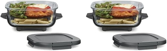 Ninja 6 Cup TempWare Glass Container with Leak-Proof Storage lid, Compatible Crispi Portable Cooking System, Microwave, Freezer and Dishwasher Safe, PFAS Free Glass Cooking Surface