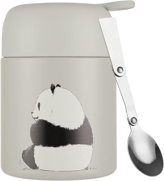 Funkrin 16oz Insulated Food Jar with Folding Spoon,Stainless Steel Lunch Bento Box for Kids Adults, Vacuum Leak Proof Soup Container for Hot & Cold Food