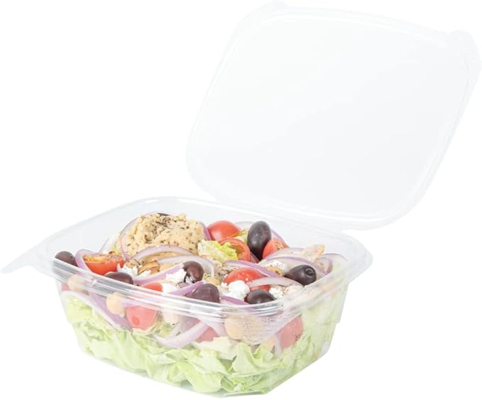 Restaurantware Thermo Tek 32 Ounce Deli Food Containers 100 Anti-Fog Hinged Lid Containers - Freezable Rectangle Clear Plastic To Go Food Containers Disposable