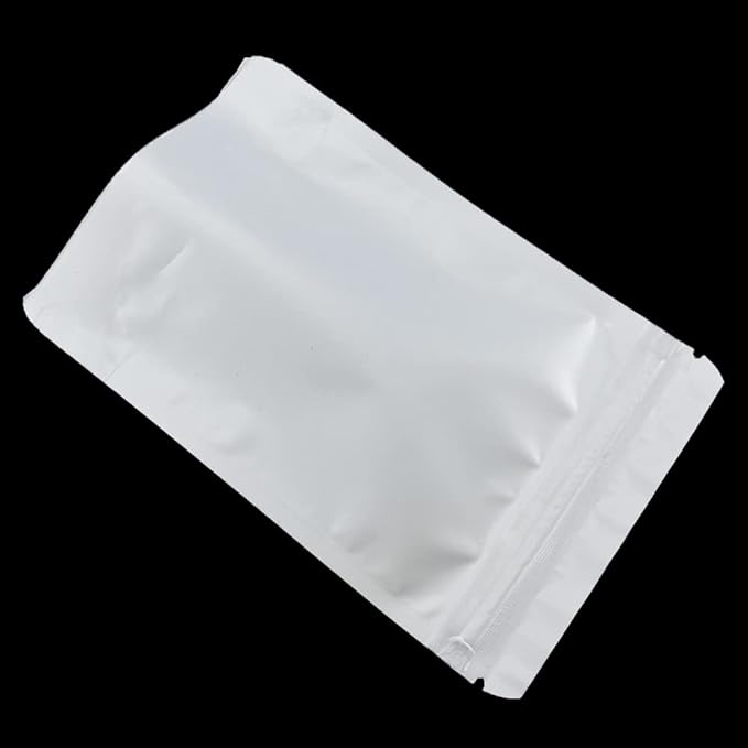 PABCK Stand-Up Resealable Heat Seal Bags 3.55mil Thick Frosted White Foil Sealed Bags 50 Pieces 3.35x5.1 inch for Zip Packaging Lock Food Storage Pouch