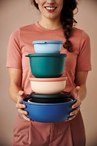 Mepal Cirqula 42oz/1,250ml Multi Food Storage & Serving Shallow Bowls with Transparent Lids | Perfect for Food Prep | Microwave & Dishwasher Safe | Vivid Mauve | Made in Holland