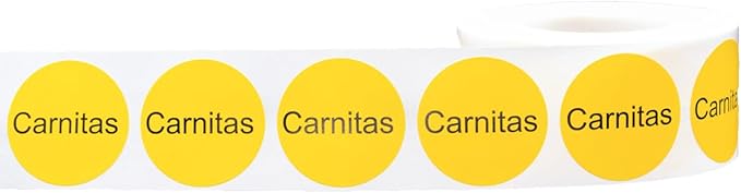 Yellow with Black Carnitas Circle Dot Adhesive Stickers, 1 Inch Round Labels, 500 Total Stickers