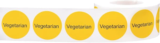 Yellow Vegetarian Deli Labels 1 Inch Round Circle Dots 500 Total Adhesive Stickers