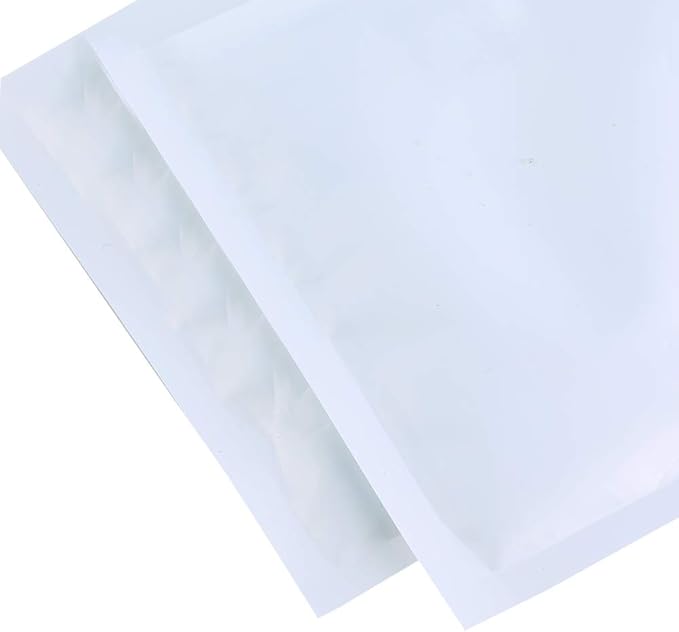 QQ Studio 100 PCS Metallic Mylar Foil Open Top Sealable Bags (7x10cm (2.7x3.9"), Clear & White)