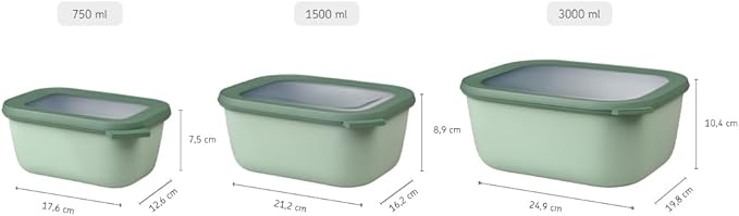 Mepal Cirqula Multi Bowl Rectangular 750 ml Nordic Green-Food Storage Box-Stackable-Dishwasher Safe, Polypropylene