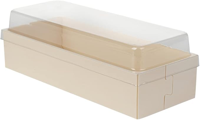 Restaurantware LIDS ONLY: Taipei 7.5 Inch Rectangle Long Straight Lids, 100 Plastic Lids For 18 oz Rectangle Long Straight Wooden Containers - Containers Sold Separately, Clear Plastic Lids