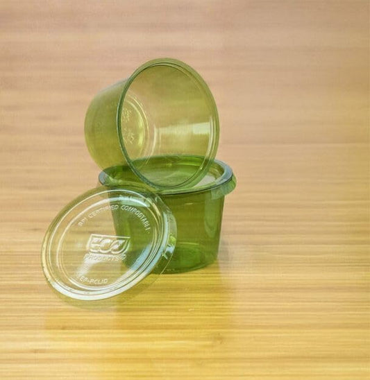 ECO PRODUCTS Compostable 1oz Small Portion Cups, Case of 5000, Veridian Clear Green Plant-Based PLA Plastic, Cold Food Containers, Lid Sold Separately, ASTM Compliant, BPI-Certified