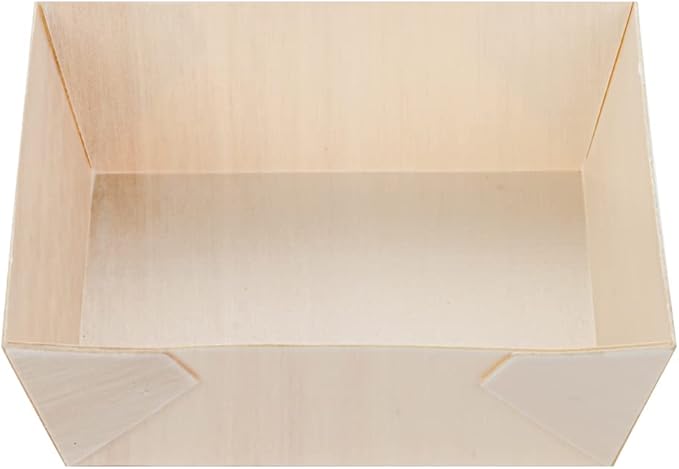 Restaurantware Taipei 14 Ounce Food Containers 100 Square Wooden Bento Boxes - Lids Sold Separately Grease Impermeable Poplar To Go Boxes Disposable Serve Noodles Dumplings And More