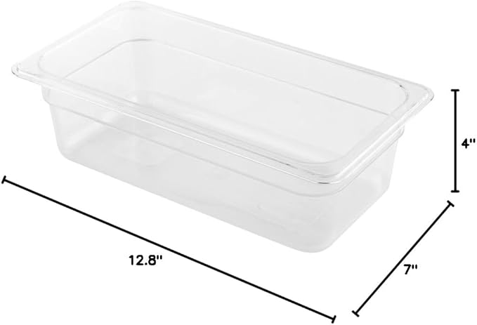 Restaurantware-4 Inch Deep Food Pans, 1 1/3 Size Commercial Food Storage Container - Freezable, Break-Resistant, Clear Plastic Cold Pans, Dishwashable, For Kitchens, Restaurants, Or Cafeterias