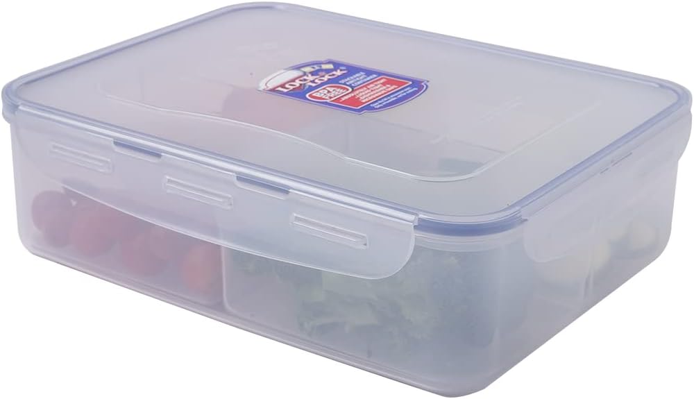 LOCK & LOCK Rectangular Food Container with Divider, Short, 16.2-Cup, 131-Fluid Ounces