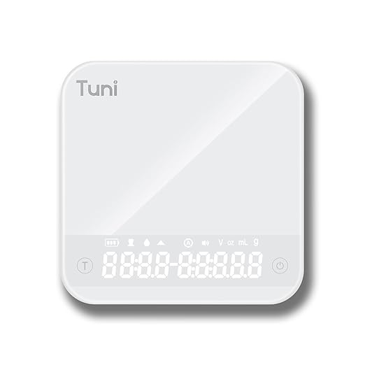Tuni Mini Coffee Scale with Timer, Rechargeable Digital Espresso Scale with Auto Timing, 0.1g/2kg Accurate Scale for Espresso and Pour-Over Coffee