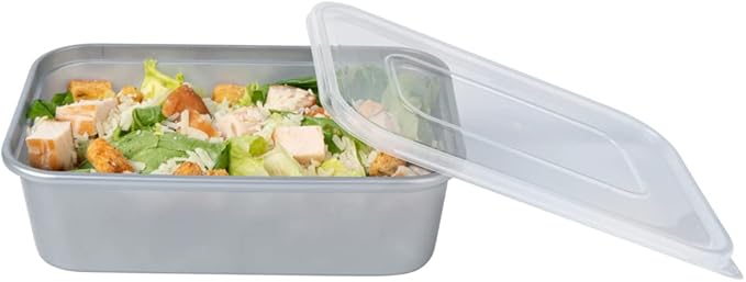 Restaurantware Futura 22 Ounce Meal Prep Containers With Lids 100 Microwavable To Go Containers - Disposable For Packaging Lunches or Take Out Orders Silver Plastic Food Containers With Lids