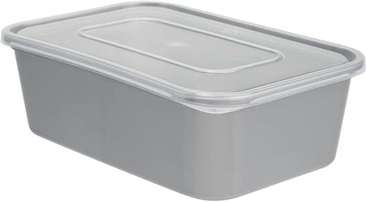 Restaurantware Futura 25 oz Rectangle Silver Plastic Take Out Container - with Clear Lid, Microwavable - 6 3/4" x 4 1/2" x 2 1/4" - 100 count box