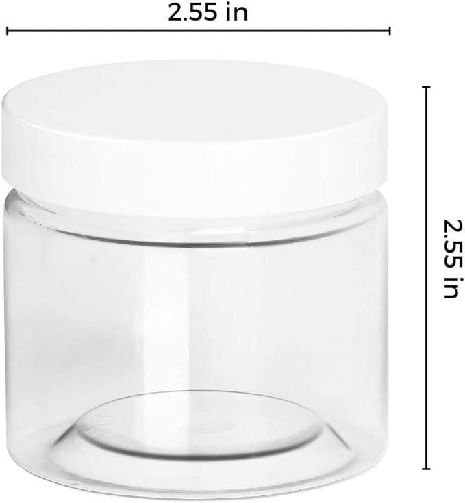 Healthy Packers Plastic Jars With White Lids - 4 oz 36-Pack Small Plastic Containers With Lids, Labels and Marker. Great for Slime, Lotion, Crafts, Travel & General Storage