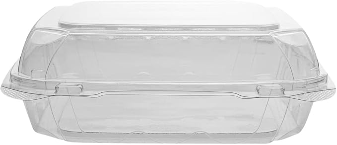 Restaurantware Thermo Tek 45.7 Ounce Clamshell Containers 100 Anti-Fog To Go Food Containers - Freezable Rectangle Clear Plastic Food Packaging Containers Disposable