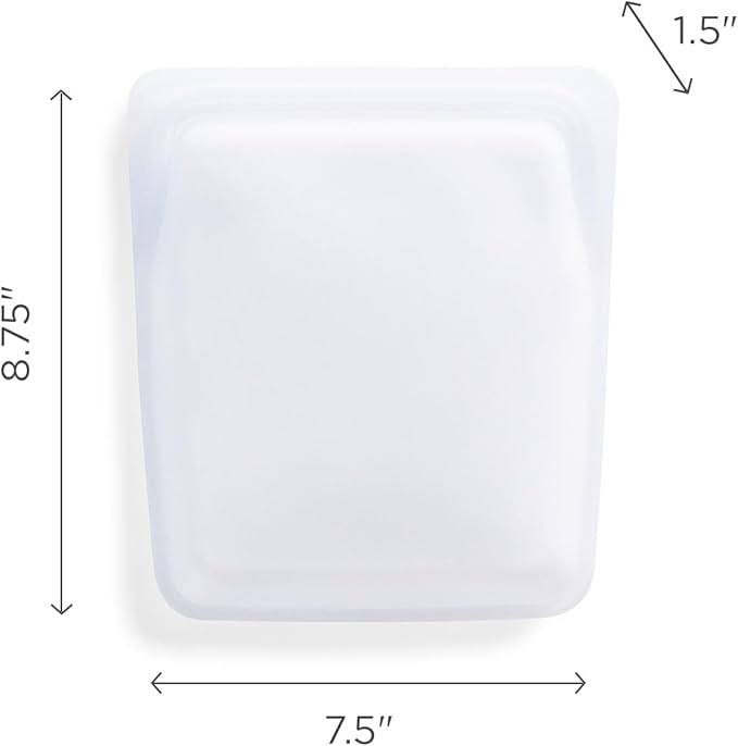 Stasher Premium Silicone Reusable Food Storage Quart Bag, Clear, Microwave, Sous Vide, Dishwasher, Oven and Freezer Safe, BPA Free, Leak-free, Eco-friendly, 64 Oz
