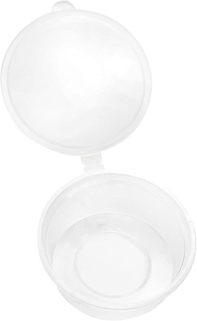 SEUNMUK 200 Pack 4 OZ Leak Proof Plastic Condiment Souffle Containers with Attached Lids, Plastic Portion Cups with LidsPlastic, Sauce Cups for Salad Dressing, Spices