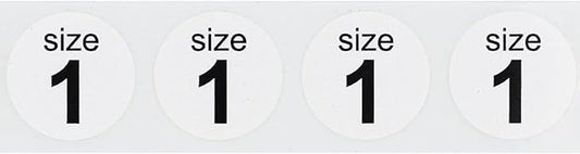 Shoe Size 1 White Stickers - 3/4 Inch Round, 500 Semi-Gloss Adhesive Labels Per Roll for Retail, Footwear Inventory, and Organization - Made in The USA