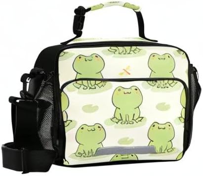 MNSRUU Unisex Cute Frog Insulated Lunch Bag, 11"x4.33"x 9.05", Keeps Food Warm or Cold for Hours