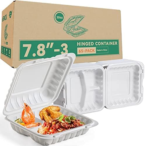 Take Out Containers, BPA Free Plastic To Go Container with Lids for Food 65-Pack 30 oz Reusable Meal Prep MFPP Clamshell Disposable To Go Boxes,Perfect for Storage,Takeout Lunch,To-go Salad