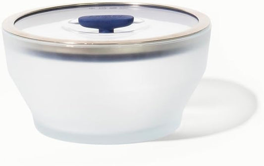 Anyday 8-Cup Microwave Cookware & Glass Container with Glass Lid, Plastic-Free Deep Food Storage | Stackable Airtight Steamer with Vented Lid for Microwave-Safe Reheating, Steaming Vegetables & Rice