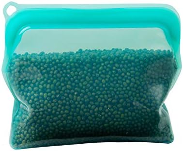 2-Two Cup 100% Food Grade, Reusable Silicone Freezer Bags for Microwave, Oven, Refrigerator, Sous Vide Cooking & Baking -Two 15 oz.Blue Bags