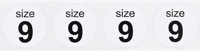 Shoe Size 9 White Stickers for Retail Clothing 0.75 Inch 500 Total Adhesive Labels