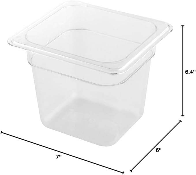 Restaurantware Met Lux 6 Inch Deep Food Pans 1 1/6 Size Commercial Food Storage Container - Freezable Avoids Breaking Clear Plastic Cold Pans Dishwashable For Kitchens Restaurants Or Cafeterias