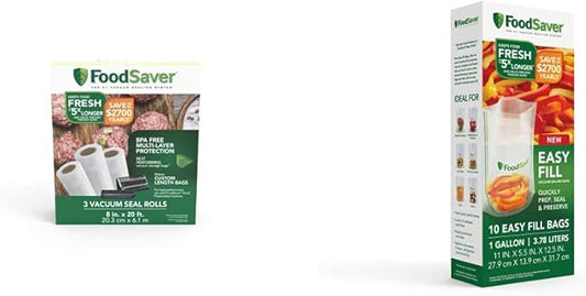FoodSaver Vacuum Sealer Bags and Easy Fill Gallon Bags for Custom Fit Airtight Food Storage (Pack of 3, 10 Count)