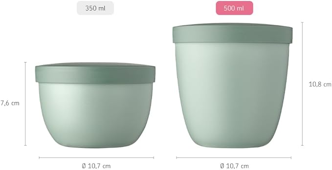 Mepal – Snackpot Ellipse – Food Container for Storing and Transporting Snacks - Suitable for Freezer, Microwave & Dishwasher - 500 ml – Nordic Sage