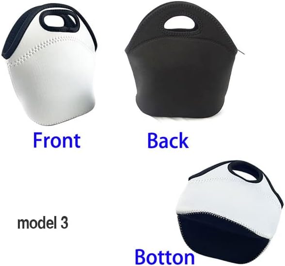QOMOLANGMA 6 pcs Sublimation Blank Lunch Bag 11.8 x 11.8 in Tote Bag Reusable Insulated Thermal Food Carry Case Handbags with Zipper for Heat Press Transfer Printing (black bottom)
