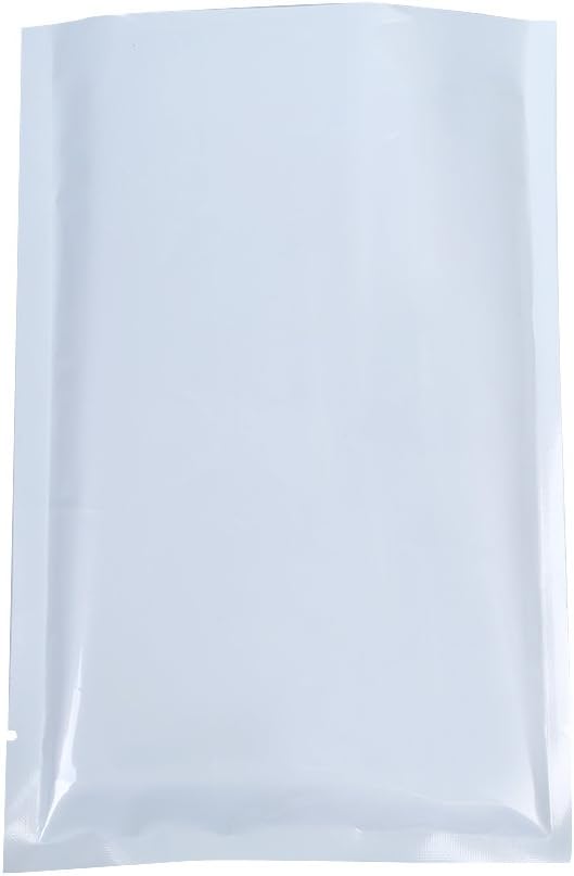 QQ Studio 100 PCS Metallic Mylar Foil Open Top Sealable Bags (8x12cm(3.1x4.7"), Clear & White)