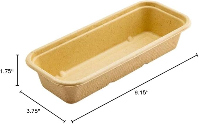 Restaurantware Pulp Tek 9.2 x 3.8 x 1.8 Inch Takeaway Food Boxes 100 Disposable Take Out Containers - Lids Sold Separately Freezable Bagasse Catering Food Containers Microwavable 17 Ounce
