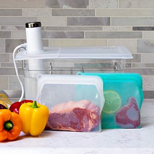 2-Two Cup 100% Food Grade, Reusable Silicone Freezer Bags for Microwave, Oven, Refrigerator, Sous Vide Cooking & Baking -Two 15 oz.Blue Bags