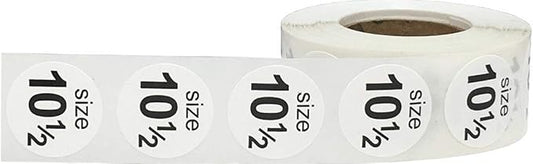 Shoe Size 10 1/2 White Stickers - 3/4 Inch Round, 500 Semi-Gloss Adhesive Labels Per Roll for Retail, Footwear Inventory, and Organization - Made in The USA