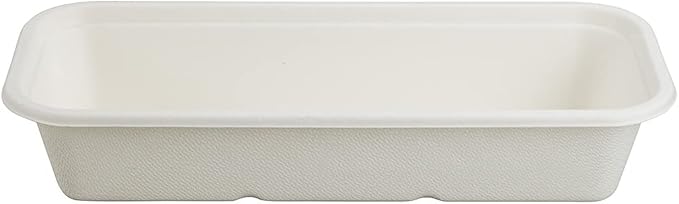 Restaurantware Pulp Tek 9.2 x 3.8 x 1.8 Inch Takeaway Food Boxes 100 Disposable Take Out Containers - Lids Sold Separately Freezable White Bagasse Catering Food Containers Microwavable