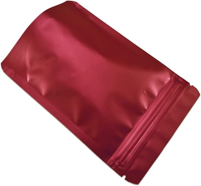 PABCK Stand-Up Resealable Heat Seal Bags 3.55mil Thick Frosted Red Foil Sealed Bags 50 Pieces 3.35x5.1 inch for Zip Packaging Lock Food Storage Pouch