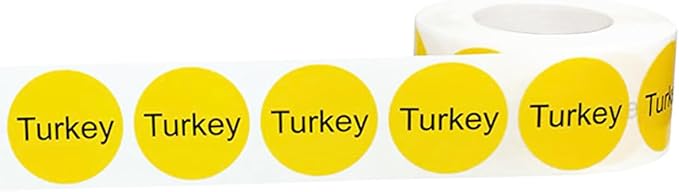 Yellow with Black Turkey Circle Dot Adhesive Stickers, 1 Inch Round Labels, 500 Total Stickers