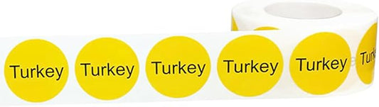 Yellow with Black Turkey Circle Dot Adhesive Stickers, 1 Inch Round Labels, 500 Total Stickers
